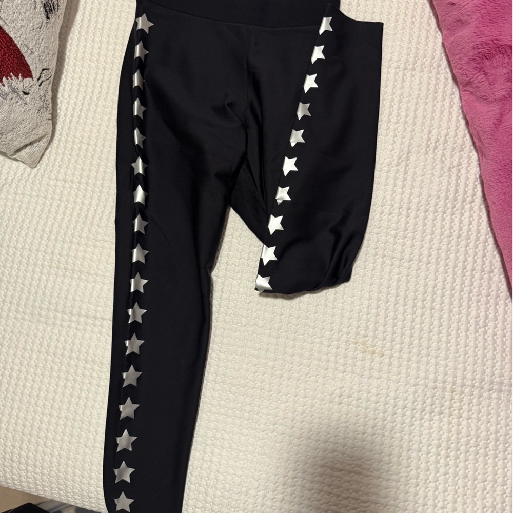 Ultracor Black Leggings with Silver Star Pattern